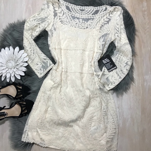 Express Dresses & Skirts - Express slip dress lace overlay cream size S
